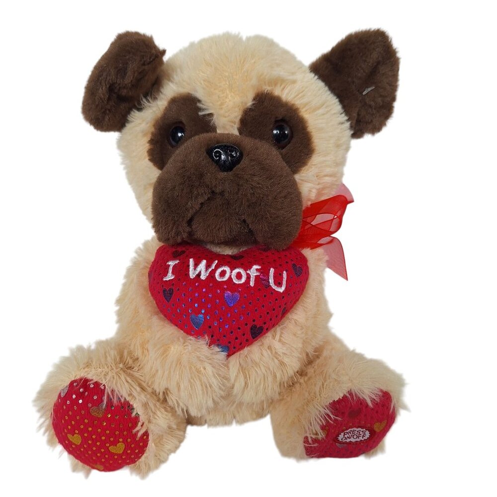 Hugfun International Singing Dog Plush I Woof U Heart 9.5"
